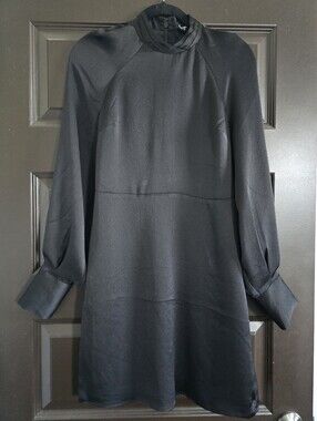 Express Black Long-Sleeve High-Neck Women’s Dress- Size S